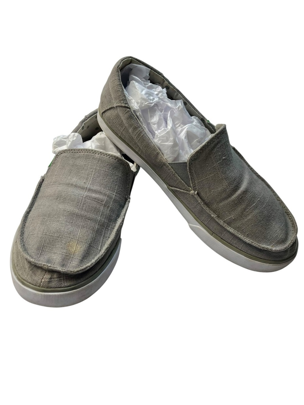 Sanuk Gray Canvas Slip-On Men Shoes with Green Brand Tab size 8 - Picture 7 of 12